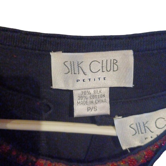 Silk Club Petites Tank & Sweater Black With Red Embroidered Flowers - Picture 6 of 6